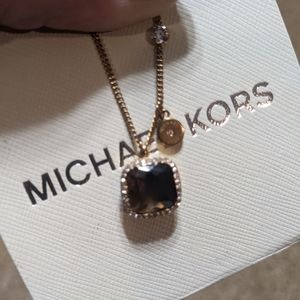 Michael Kors chocolate stone with rose gold necklace